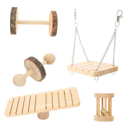 FONDOTIN 5個 点 小動物おもちゃ 天然木製 かじり木 歯の健康維持用 ハムスター モルモット 運動不足解消用品