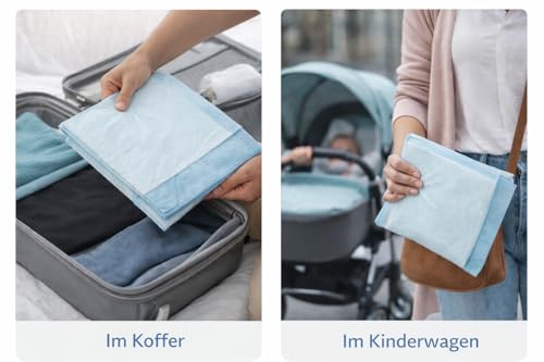 BUXMED 25 Stück Einweg Krankenunterlage und Inkontinenz Bettunterlage 60 x 90 cm, saugstark, 5-lagig, Wochenbetteinlagen, Wickelunterlage, Betteinlagen bei Inkontinenz, wasserdicht