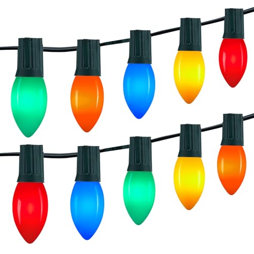 Vintage C9 LED Christmas Lights Outdoor, 150 Feet C9 String Lights with 75 Shatterproof C9 Bulbs, Waterproof Connectable Commercial Christmas Tree Lights for Outside Roofline Patio Decor, Multicolor