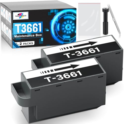 T3661 Ink Maintenance Box for XP-15000 XP-6100 XP-6000 XP-8800 XP-970 XP-8500 XP-8700 XP-8600 Expression Premium/Photo Printer, Compatible for Epson T3661 Maintenance Box (2 Packs) -  SUBLIMAKER