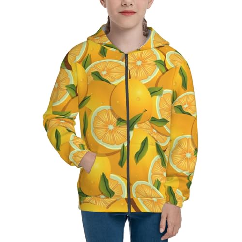 Yellow Limes Kid Hoodies Boys Zip Up Sweatshirts Girls Pullover with Pocket3