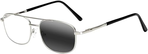 Miniatura 4 de Lectores de metal para hombre Gafas de lectura bifocales de aleación fotocromática de metal piloto +1.0  +3.0