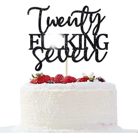Unoggsor Twenty Seven Cake Topper Black Glitter Cover