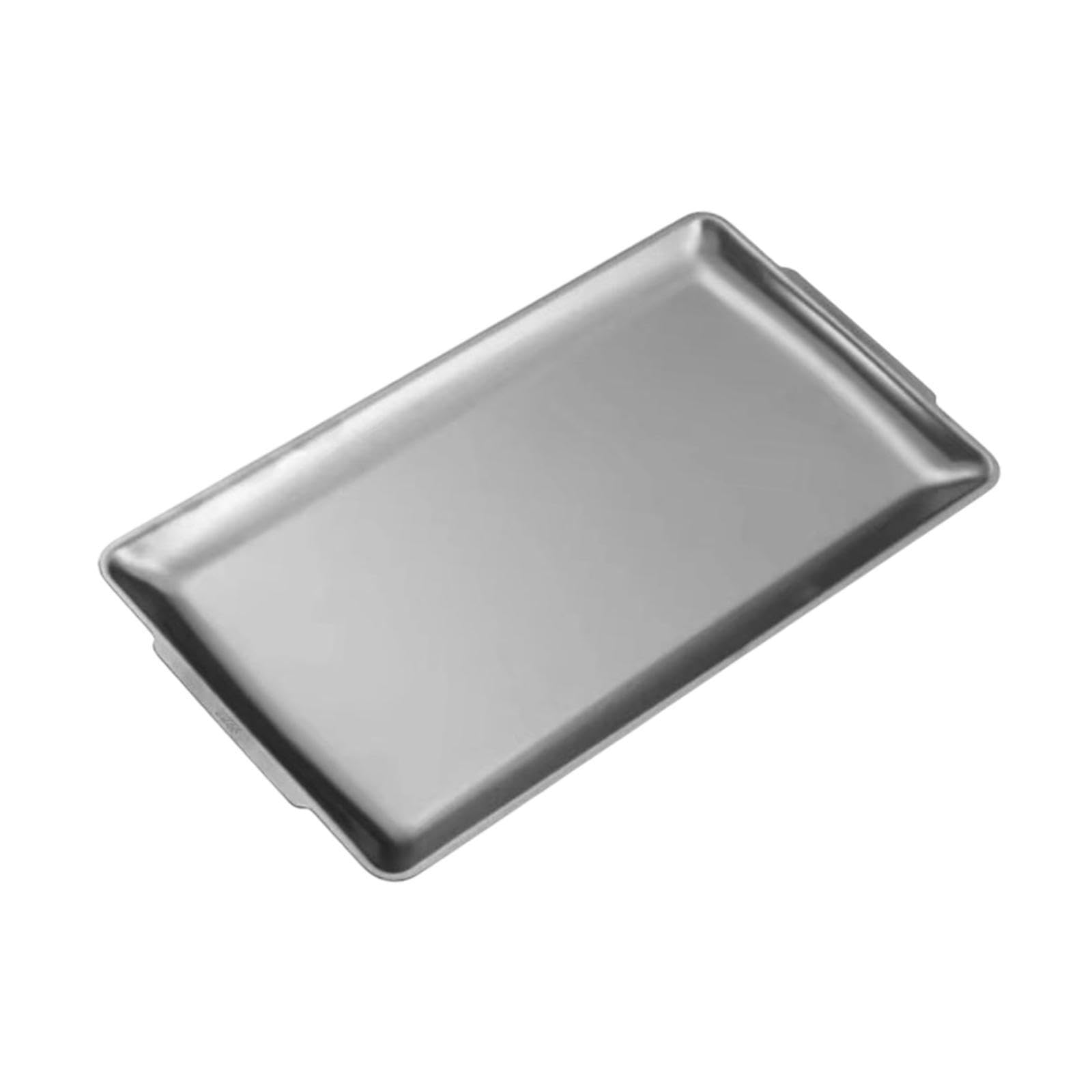 YIXANNX Distinct Serving Tray Buffet Dinner Food Serving Tray Stainless Steel Rectangle Metal Plate Barbecue Food Stainless Steel Metal Dinner Plates With, Silver, 36x20cm