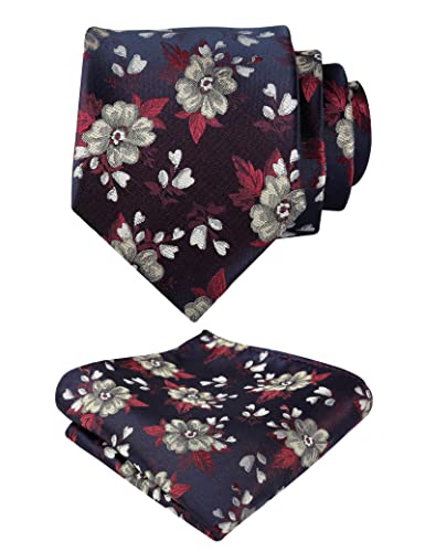 Image of Alizeal Mens 3.15'' Natural Flower Pattern Tie with Floral Pocket Square Set