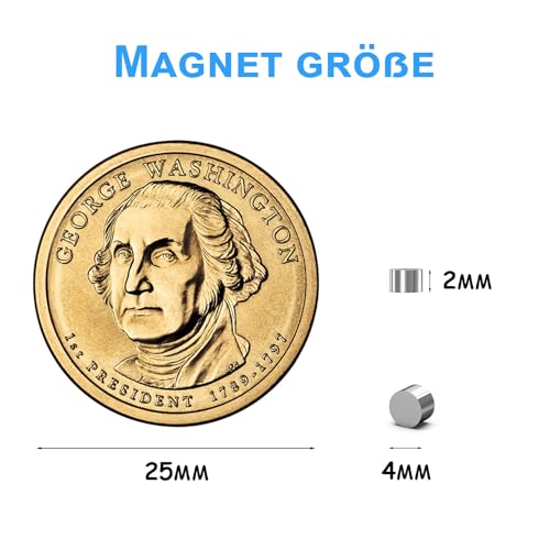 Delaga 300 Stück Magnete Extra Stark 4x2mm, Mini Magnet für Magnettafel, Kleine Magnete Stark Rund, Starke Magnet für Kühlschrank, Whiteboard, Pinnwand, Büro
