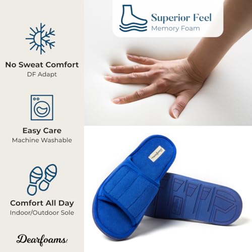 Image of Dearfoams Men's Adjustable Indoor /Outdoor Memory Foam Machine Washable Summer Slide Slipper