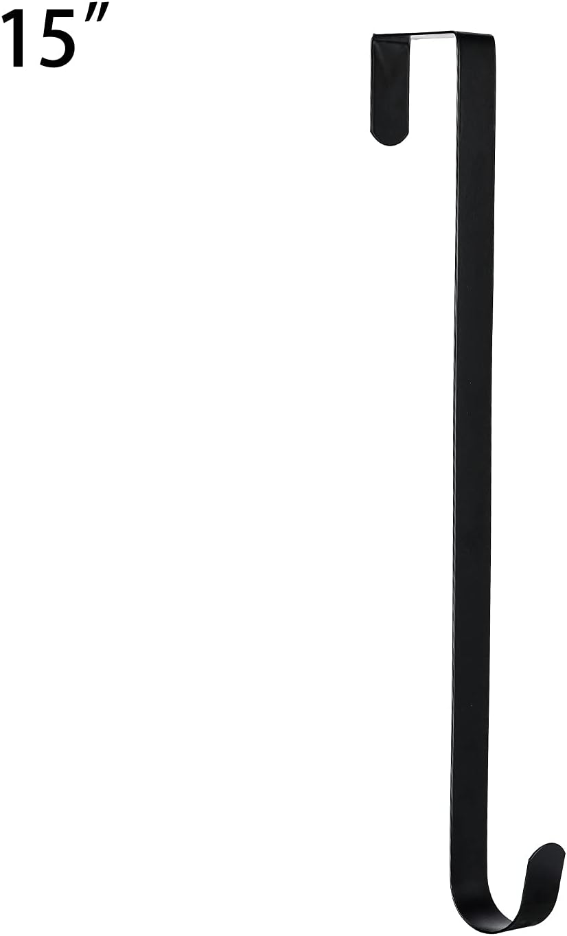 15 Inch Wreath Hanger for Front Door -Thin Metal Hook for Wreath, Door Sign Holiday Decorations Holder (Black, 1) : Home & Kitchen