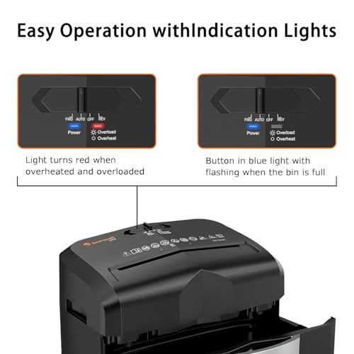 Bonsaii 12-Sheet P-4 Micro-Cut Shredder, 55-Min Continuous Use, Shreds Paper, Credit Cards & CDs, 4-Gal Transparent Bin, Mobile Casters – Black - Image 5