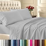 California Design Den 400 Thread Count 100% Cotton Sheets - Light Grey Long-Staple Cotton King Sheets, Fits Mattress Upto 18'' Deep Pocket, Soft Sateen Weave Cotton Bedsheets and Pillowcases