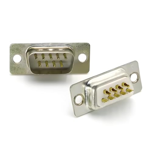 Willwewon 10pcs （5männliche+5weibliche） DB9 RS232 D-sub serielle Lötsteckverbinder, vergoldete Gelenk 9-polige Kupplungen