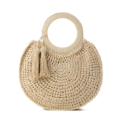 EVEOUT Pochette in Paglia Donna Clutch con Manico Estiva Borsa Rafia Intrecciata per Matrimonio festa Spiaggia Vacanze