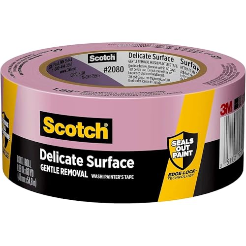 3M Scotch-Blue 2080 Safe-Release Delicate Surfaces Painters Masking Tape, 19 lbs/in Tensile Strength, 60 yds Length x 2
