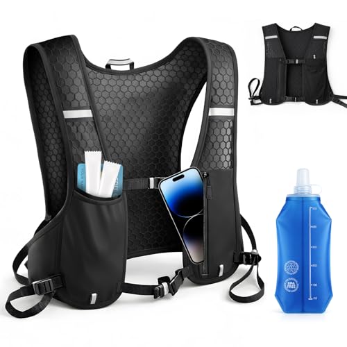 Running Vest Hydration Vest with Water Bottle Running Vest for Mens & Women Running Backpack Adjustable Reflective Strips Unisex