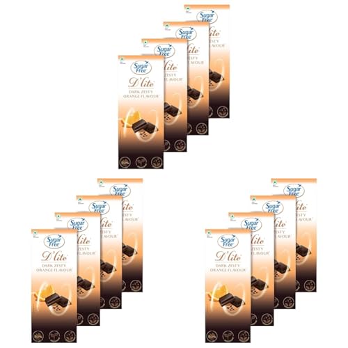 Image of Sugar Free D'lite Zesty Orange Flavour Dark Chocolate Bar, 80 grams (Pack of 12)