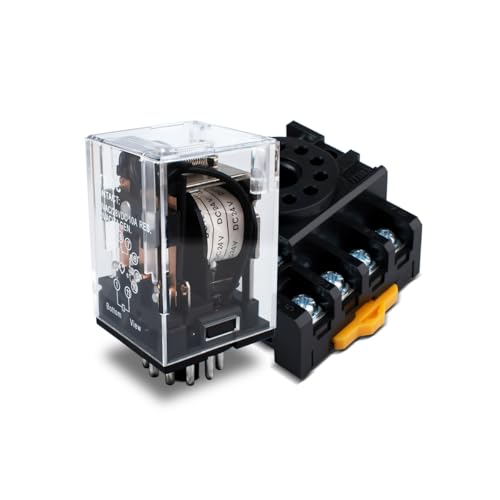 Innfeeltech 1 Pcs DC 24V Electromagnetic Power Relay with, 11 Pin 10A Coil Relays with Sock Base JTX-3C