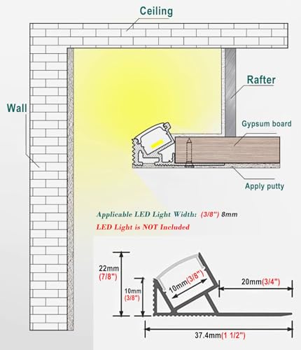 Moulure de Plafond LED eclairage indirect 38 pour corniche 7,5m