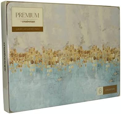 Creative Tops 'Golden Reflections' Printed Rectangular Cork-Backed Placemats, 30 x 22.75 cm - Gold (Set of 6)