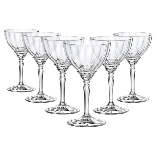 Bormioli Rocco 6x Clear 240ml Florian Espresso Martini Glasses - Vintage Glass Champagne Cocktail Prosecco Wine Gin Coupe Saucers Gift Set