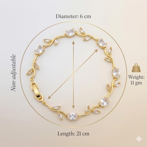 Image of 18K Gold Plated Stylish Chain Bracelet for Women & Girls | Trendy Unique Diamond Tennis Charm Link Tulip Everyday Instagram Viral Jewellery