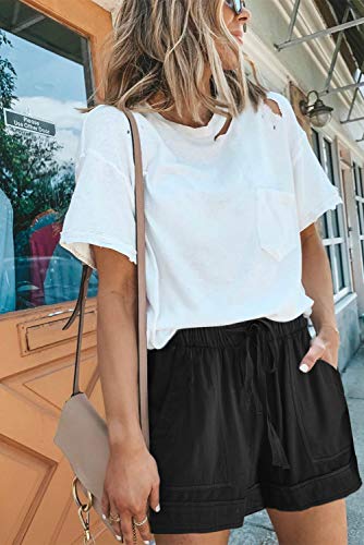 Huusa Shorts For Women - Summer Casual Loose Comfy Fashion Holiday Vacation Beach Shorts With Pockets Pants Black Xl #TOP4