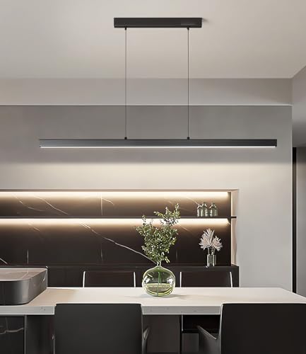 Lámpara lineal para restaurante y comedor moderno con luz LED regulable de diseño negro 2