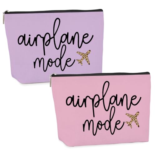 CHQIUCR 2 bolsas de maquillaje y 6 unidades para regalo de viaje para niñas, regalo de fin de semana, bolsa de cosméticos, 1, 2 unidades de avión, 9″W x 7″H