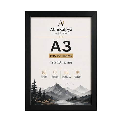 Image of AbhiKalpya Art Studio A3 Size Photo Frame For Document, 12x18 inch Photo Frame, Certificate Picture Frame Wall Hanging For Home and Office Wall Decoration (Set of 1) (Black Colour)