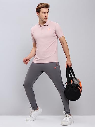 Image of TECHNOSPORT Men's Polyester Slim Fit Self-Design Short Sleeve Polo Matpiq T-Shirt with Anti Microbial, Techno Dry for Regular and Casual Use