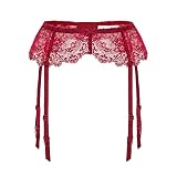 CITUYER Sexy Lace Adjustable Garter Belt High Waisted Hollow Out Lace Suspender Garter Belts for Wom