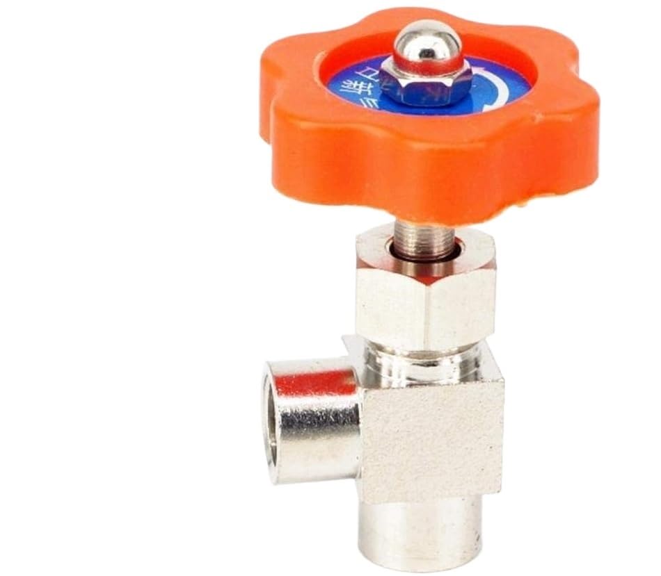 Válvula de aguja para regular el flujo de aire sin fugas con codo de latón roscado BSP de 1/8
