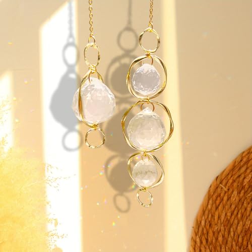 2 Stück Sonnenfänger Kristall Fenster Deko Lichtfänger Sonnenkristall Zum Aufhängen Fensterschmuck Suncatcher Sonnenfänger Basteln Garten Wind Chimes Hängedeko Outdoor Lichtspiel Fenster Sun Catcher