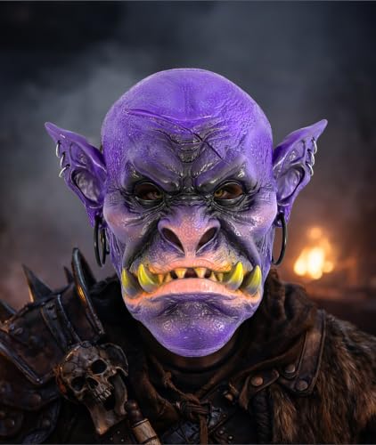 Purple Halloween Costume Mask 3D Ugly Funny Full Face Dress-Up Headpiece - image 3