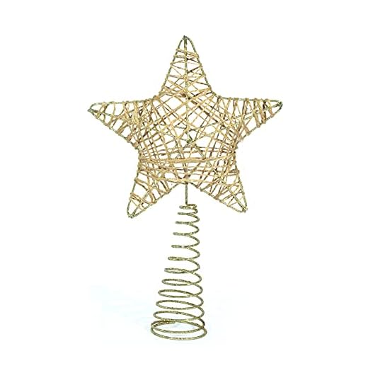 Magizi by Tuut, Enfeite para Árvore de Natal, Ponteira Aramada de Estrela, 29cm, Dourada