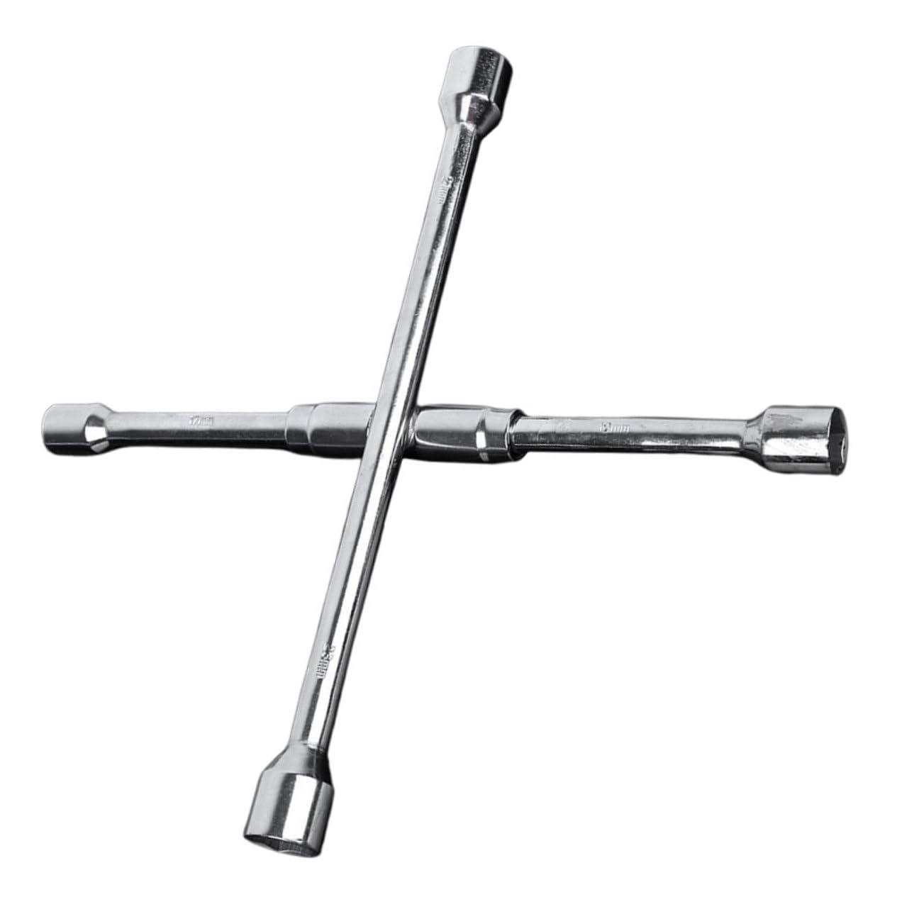 SOLUSTRE 4-wege Klappbar Stahl Radmutternschlüssel Silber aus Auto | Radmutternabzieher, Ergonomische Form, für Unterwegsreparaturen und Reifenwechsel, Geeignet für Schrauben