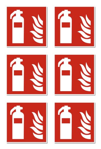 Feuerlöscher Brandschutzzeichen: F001 - DIN EN ISO 7010 / ASR A1.3 - Aufkleber: 5 cm, 6 Stück