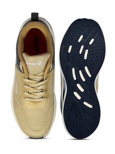 Image of Liberty Leap7x GHD-22 Lacing Sports Running Shoes For Men - Beige, Maroon & Sea Green | Comfortable and Durable Lace-Up Closure - Suitable for Lacing Walking, Gym, Jogging, Outdoor - Cushioned Footbed