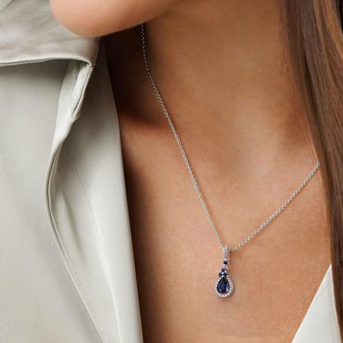 Collier goutte d'eau bleu en argent 925 et zircone de 45 cm pour femme - 3