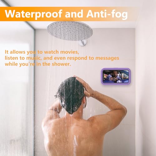 Image of Waterproof Shower Phone Holder,360 Rotation Shower Phone Case, Angle Adjustable, Anti-Fog High Sensitivity,for Bathroom,Batheub, Kitchen Wall,Compatible with 4 inch - 6.8 inch Cell Phones