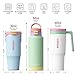 CAROTE 3-Pack Insulated Stainless Steel Water Bottles with Upgraded Leakproof Tech, Car Holder Fit & Scratch-Resistant, 32/32/40 oz Travel Straw Tumblers Set for Home/Car/Outdoor (Macaron)