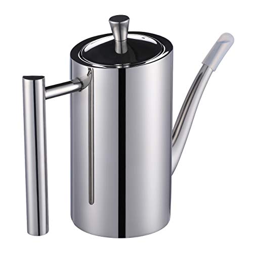 Eglaf Olive Oil Dispenser Bottle - 500ml / 17 Oz Double Wall 304 Stainless Steel Soy Sauce & Vinegar Cruet - Drip-Free Pouring Spout with Dust Cap - Olive Oil Can for Kitchen Cooking (Square Handle)