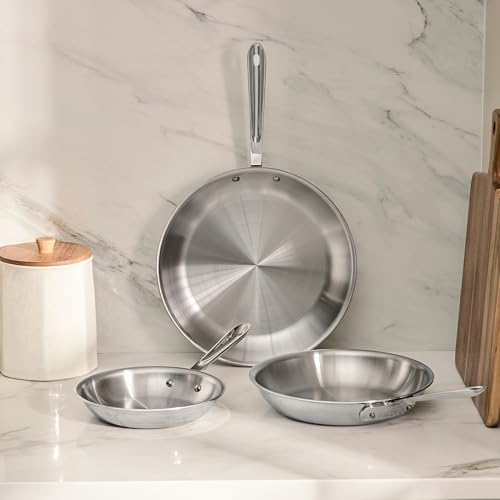 Image of All-Clad D3 Stainless Steel 3-Piece Fry Pan Set, Made in the USA