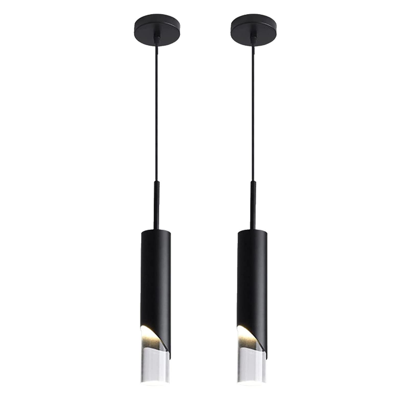ESSZYIE Modern Pendant Lights, Mini Pendant Light Bedroom Bedside Table Small Chandelier, Pendant Light Kitchen Island Bedroom Dining Room Bar (Black, 2-Pack)