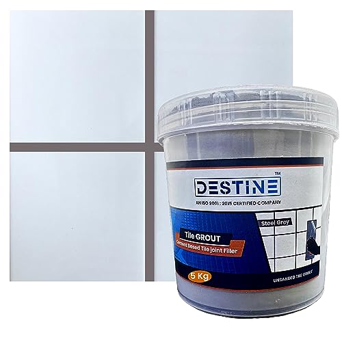 Image of DESTINE Tile Grout (16 COLOURS) (ALL PACKS: 100 Gm, 400 Gm, 800 Gm, 1 Kg, 3 Kg, 5 Kg), Waterproof, Cement Based Tile Joint Filler, Crack Filler, Tiles Gap Filler, Tile Grout (5 Kg, Steel Grey)