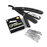 Professional Classic Straight Edge Razor – Professional Barber Razor with Level H and Grip – High Speed, Stainless Steel Straight Razor for Men Manual Shaver with 100 Derby blades - Professional Shave