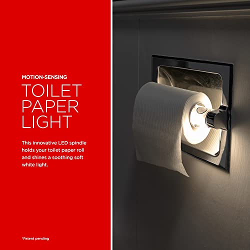 Ultrapro Motion-Sensing Toilet Spindle, Battery Operated, Toilet Paper Holder, Night Light, Toilet Night Light, Battery Night Light, Bathroom Night Light, Toilet Light Motion Sensor, Chrome, 64758 #TOP1