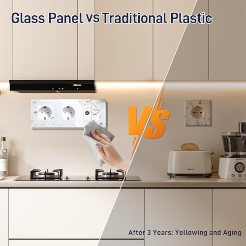 BSEED Schuko Steckdose mit 1/2 PC mit TV Weiß Glas Panel Steckdose Glas TV antenna coaxial and RJ55 Cat5e Ethernet 16 Amp Steckdose 228mm Doppelt Wandsteckdose Verlängerungssteckdosen