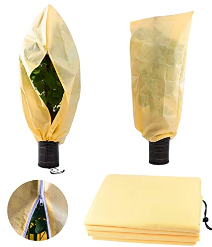 100 x 80cm Housse de Protection pour Plantes,Voile Hivernage Plante,Housse Voile D'hivernage,Housse D'hivernage Olivier,Housse Hivernage Palmier,avec Cordon de Serrage à Glissière Cover