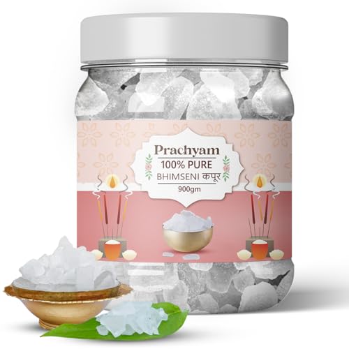 Image of 100% Pure Bhimseni Camphor Flakes 900g Jar | Zero Residue Natural Kapoor for Puja, Havan, Aromatherapy & Air Purification | Authentic Desi Kapur