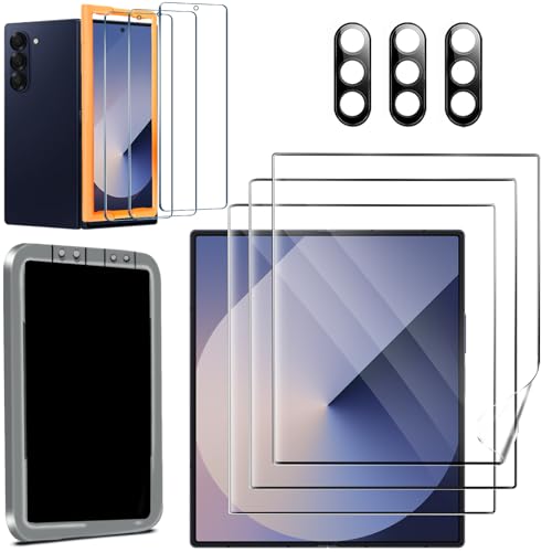 Ferilinso 3 Pack Inside Screen Protector for Samsung Galaxy Z Fold 6 with 9H Tempered Glass Back&Camera Lens Protectors Military-Grade Shatterproof Ultra HD Case Friendly